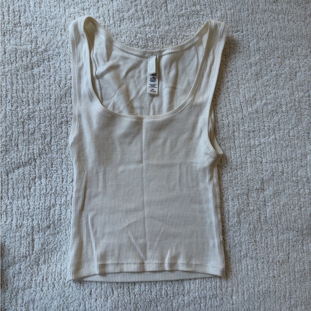 SKIMS Cream Ribbed Crop Top